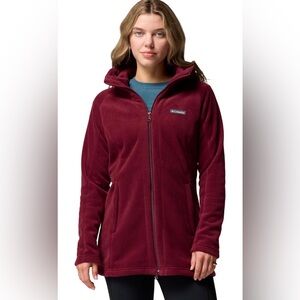 Columbia Women's Burgundy Zip Up Hooded Fleece Jacket NWT